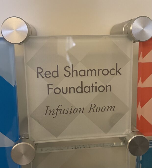 Red Shamrock Foundation donation plaque for Infusion Room